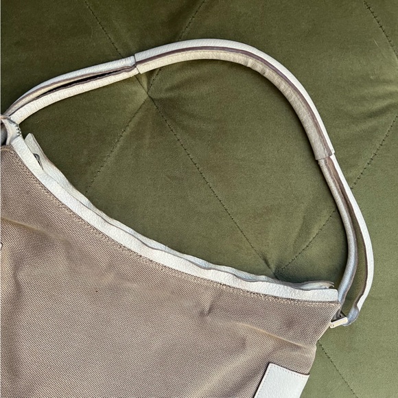 Gucci Canvas Leather Trim Handbag Shoulder Bag Beige White - Picture 2 of 11